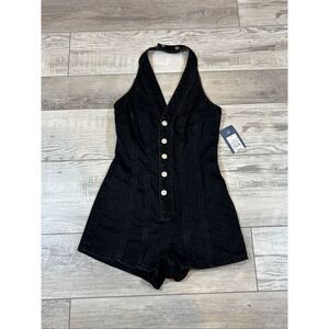 Universal Thread black denim halter romper shorts size 2